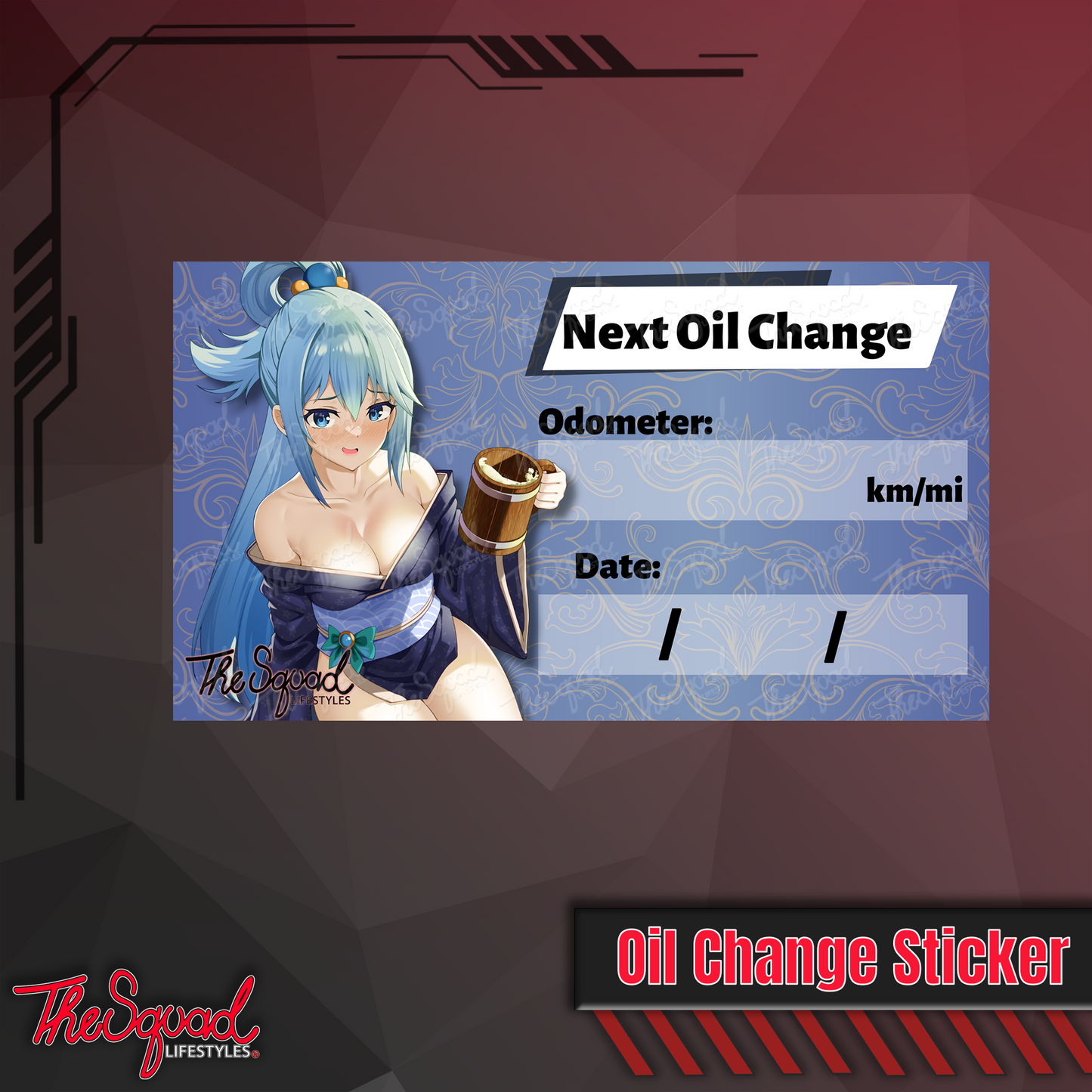 Aqua H Oil Change Sticker