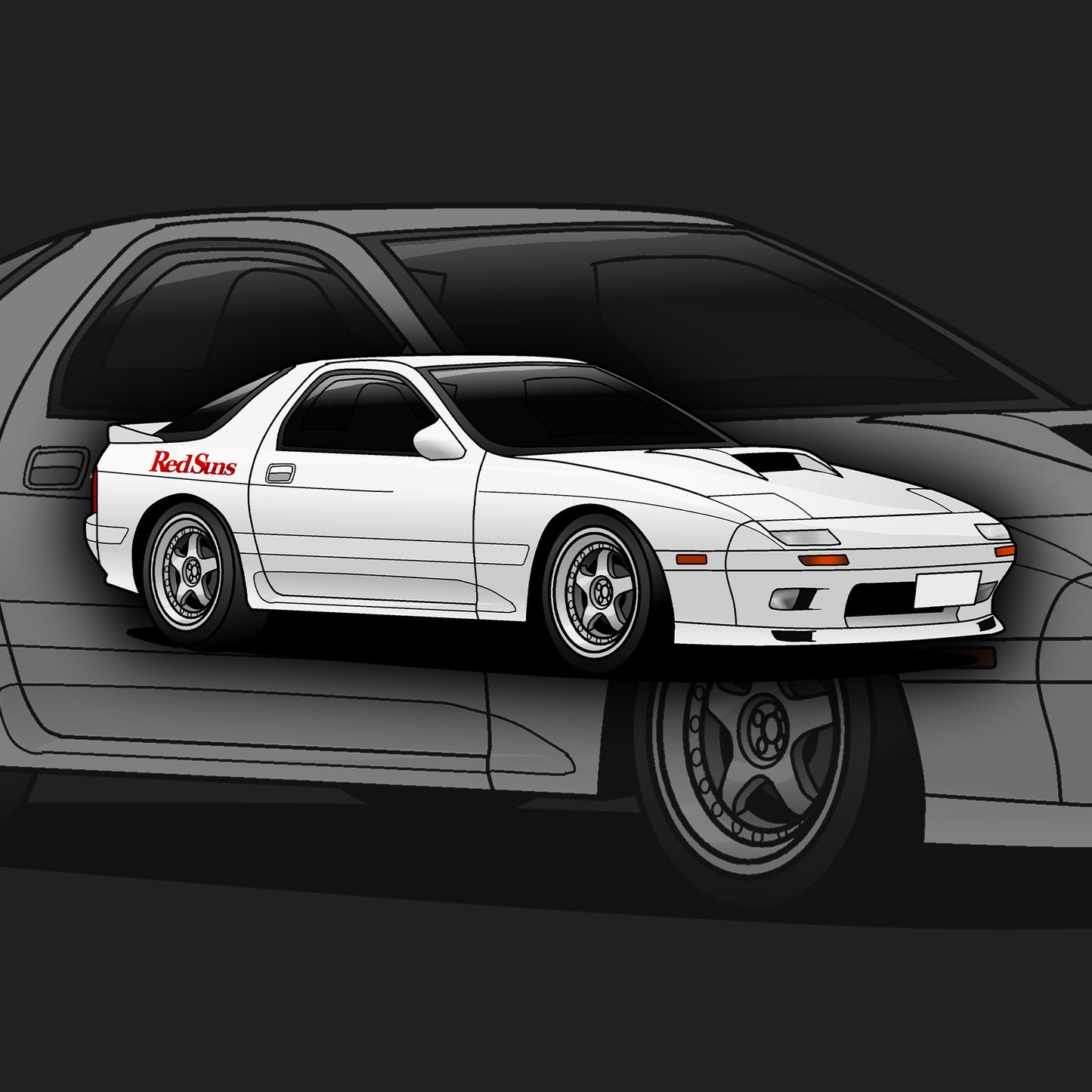 RX7 FC (Red Suns) Sticker