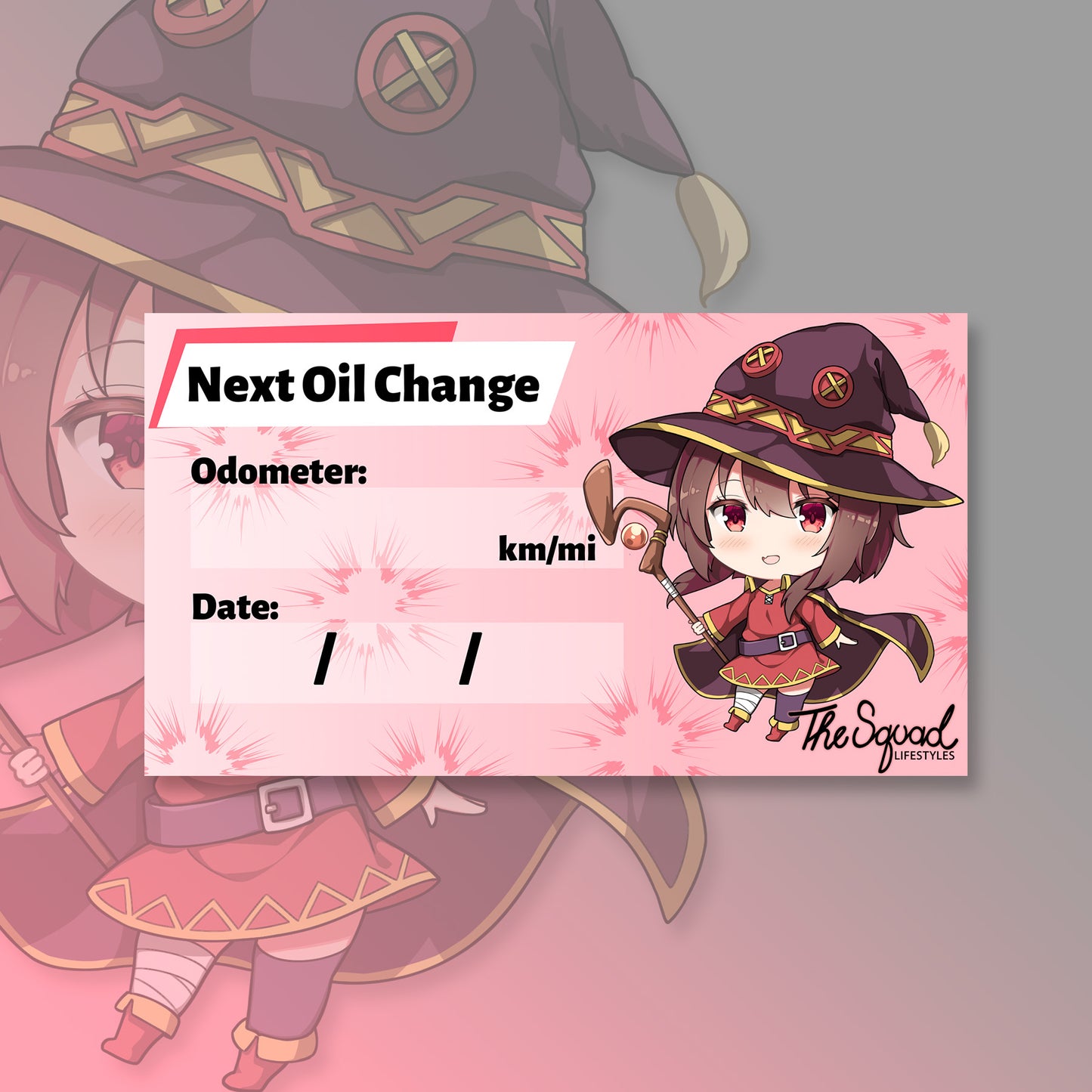Megumin Pocket Waifu Oil Change Sticker