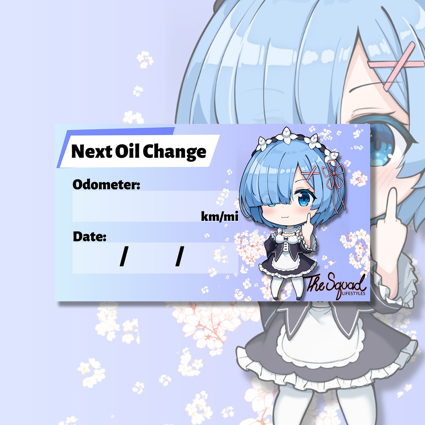 Rem Pocket Waifu Oil Change Sticker