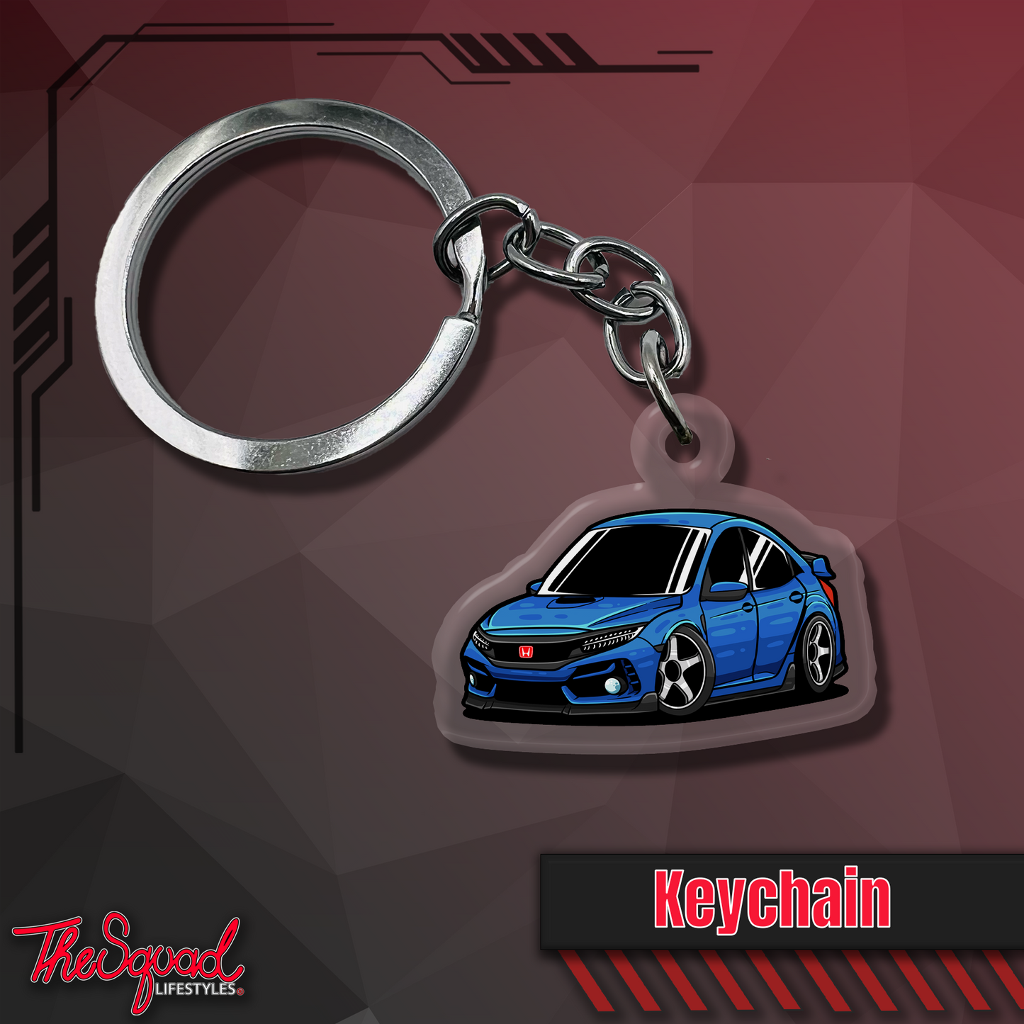 Civic FK8 Blue Chibi Keychain