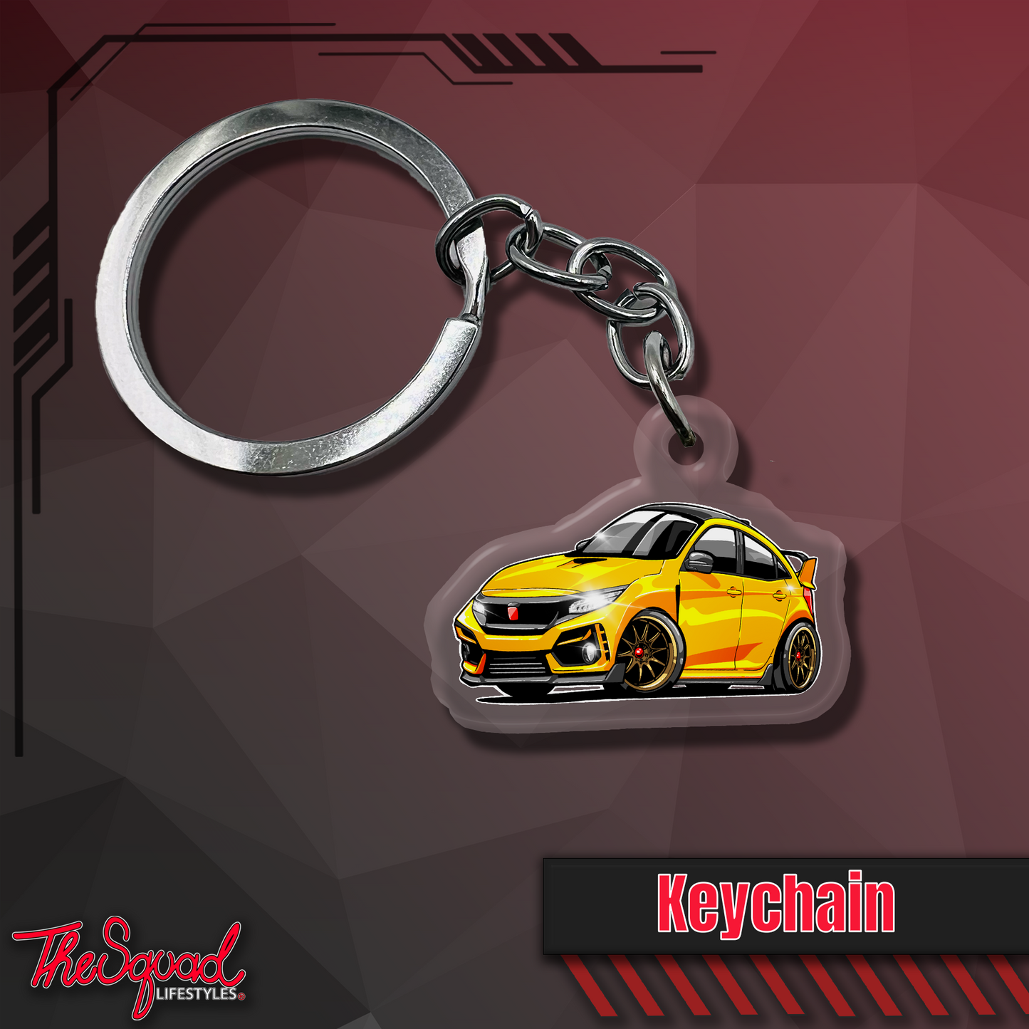 Civic FK8 Yellow Chibi Keychain