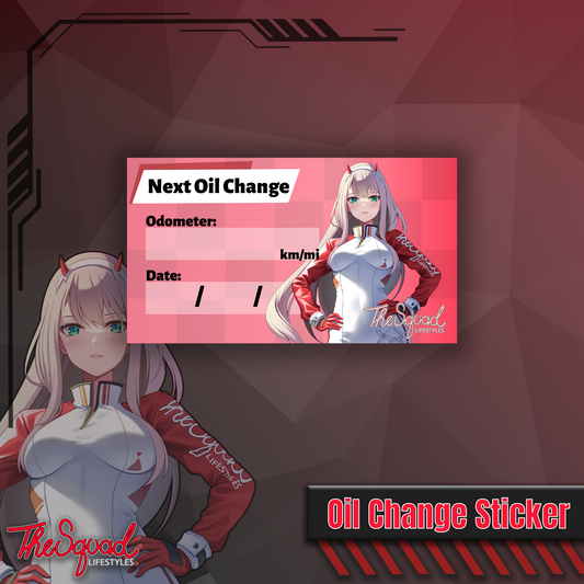 Racer 002 Oil Change Sticker