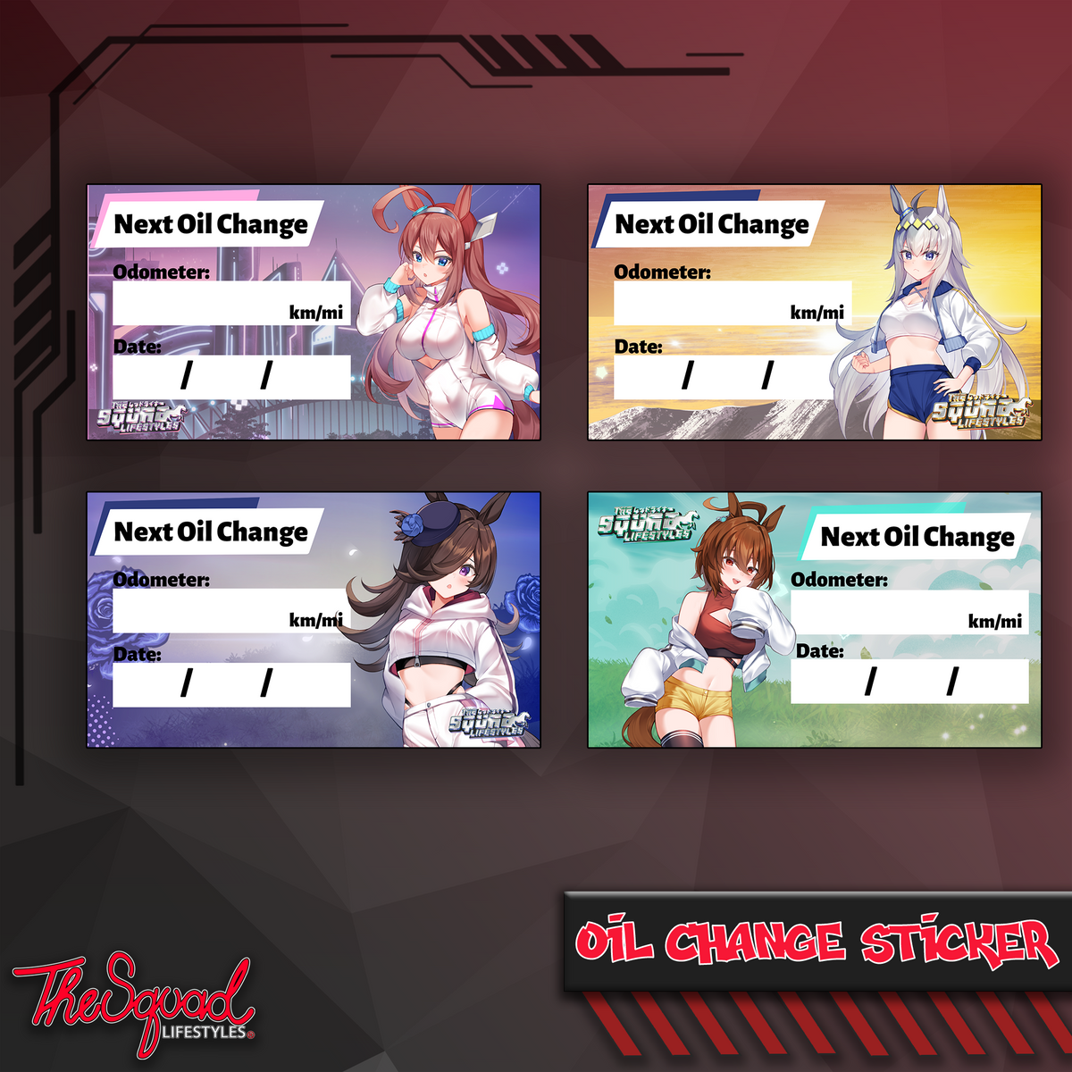 Racer Umas Oil Change Stickers