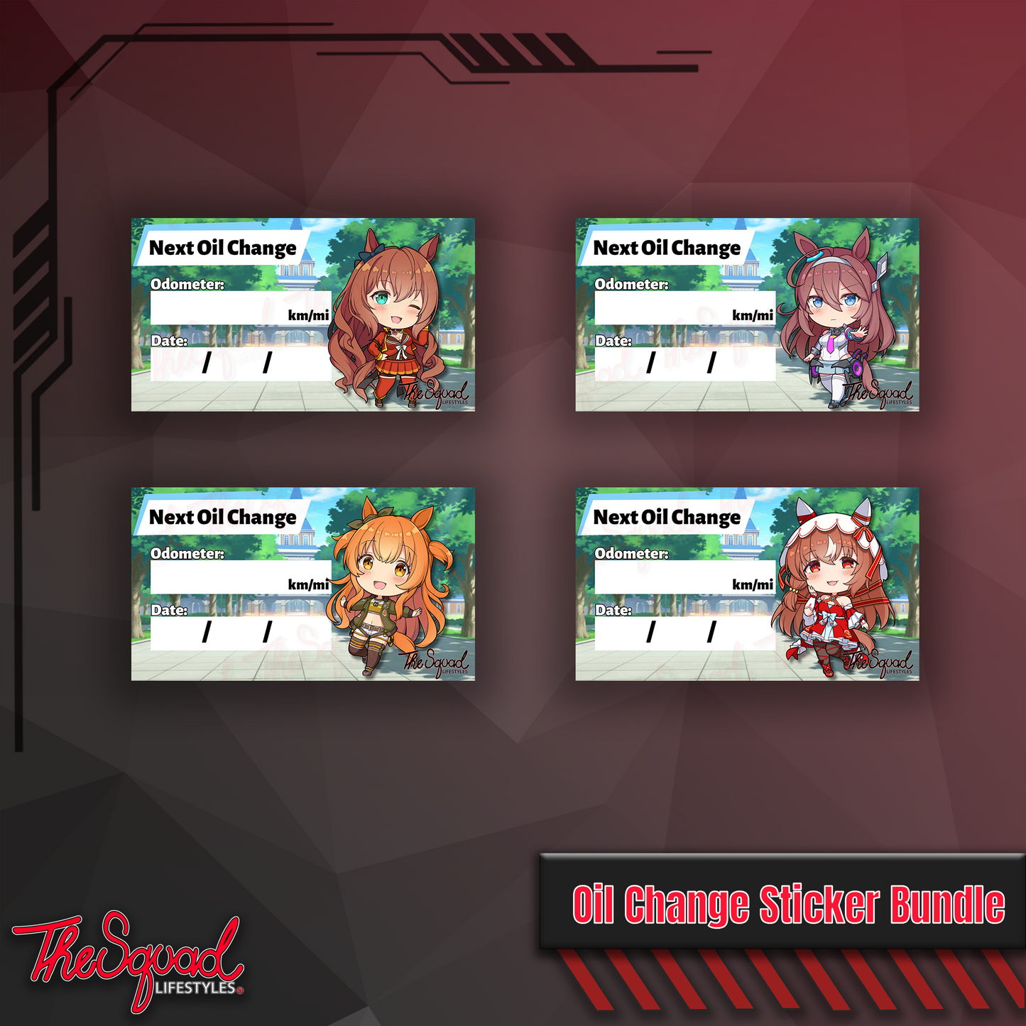 Pocket Umas V4 Oil Change Stickers