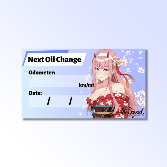 Zero Two Oil Change Sticker